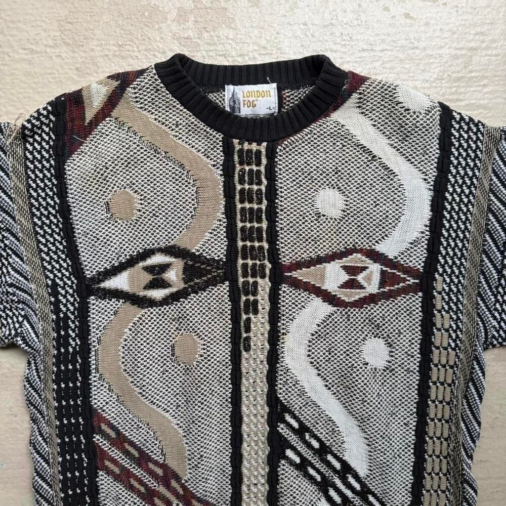 Vintage London Fog Coogi Style Men's L Sweater Textured 90s - Picture 3 of 8